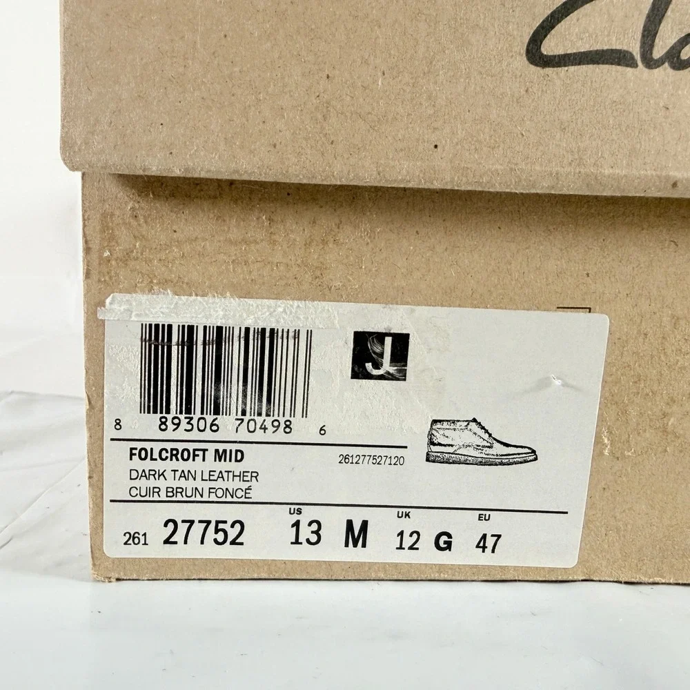 Clarks Men Folcroft Mid Dark‎ Tan Leather Chukka Boots Size 13 M New